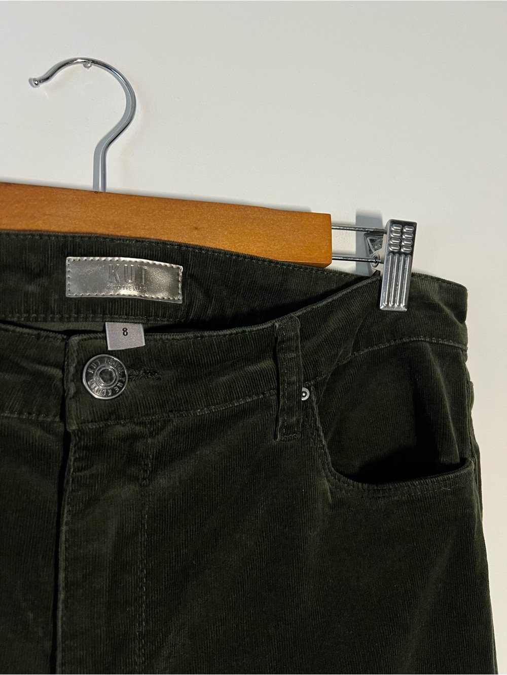 KUT Dark Olive Green Corduroy Pants